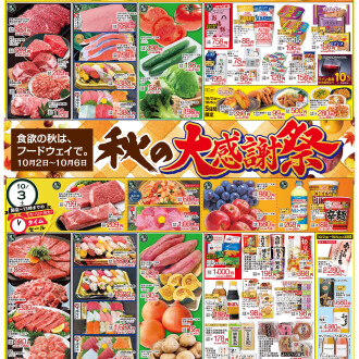 今週のチラシ　10/2(金)～10/6(火)【秋の大感謝祭】毎週火曜日、金曜日はポイント3倍！！