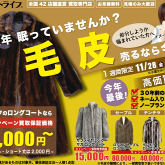 毛皮！古銭！金！プラチナ！強化買取！